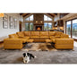 Sectional Sofa L-Shape Leather Match Ginger 2 Recliners 128in