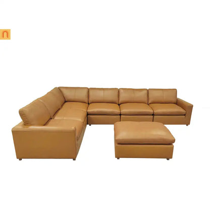 Sectional Sofa L-Shape Leather Match Ginger 152