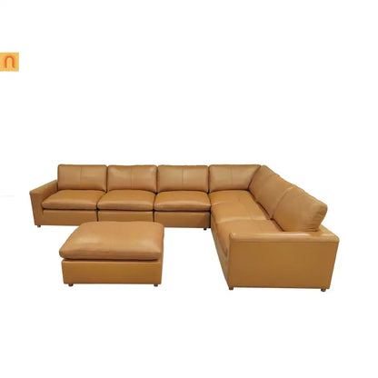 Sectional Sofa L-Shape Leather Match Ginger 152