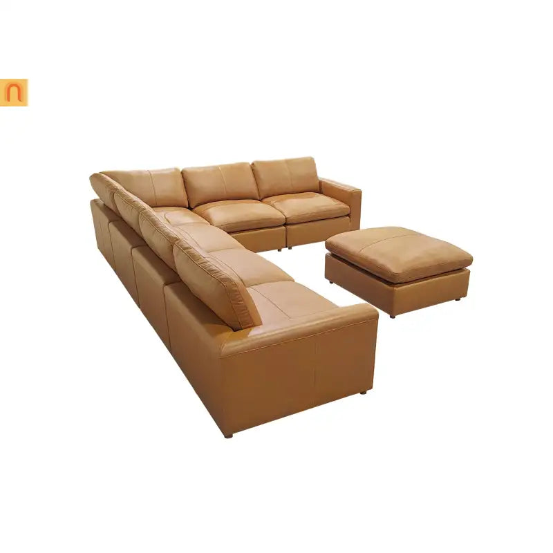 Sectional Sofa L-Shape Leather Match Ginger 152