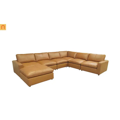 Sectional Sofa L-Shape Leather Match Ginger 152