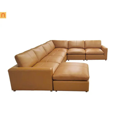 Sectional Sofa L-Shape Leather Match Ginger 152
