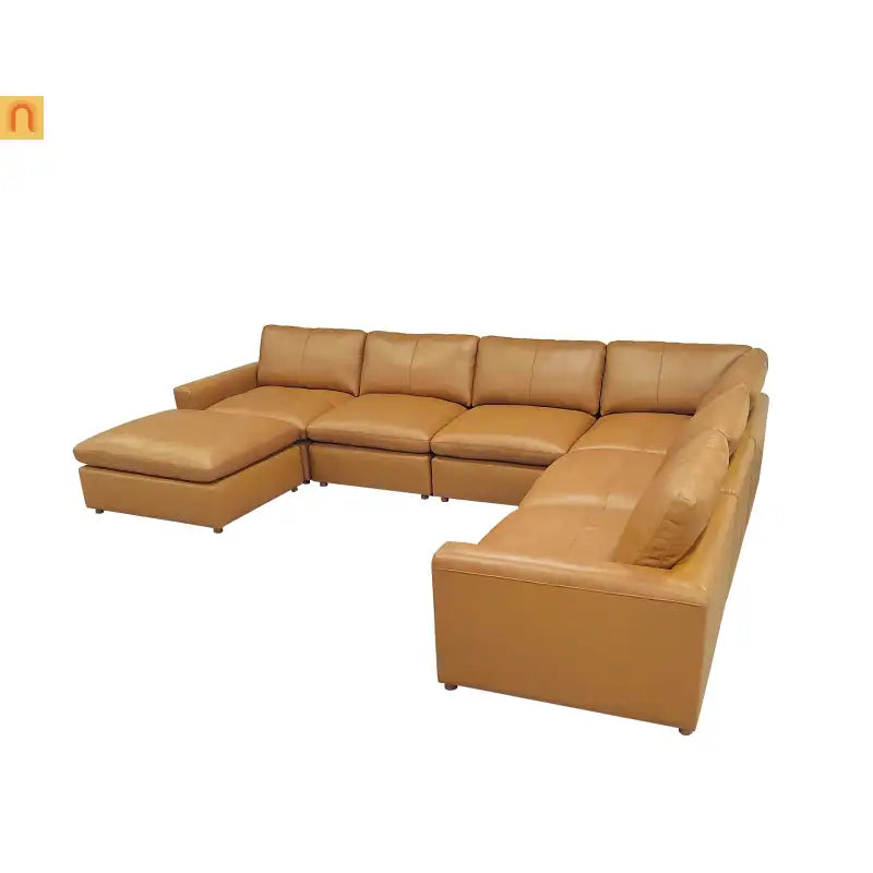Sectional Sofa L-Shape Leather Match Ginger 152