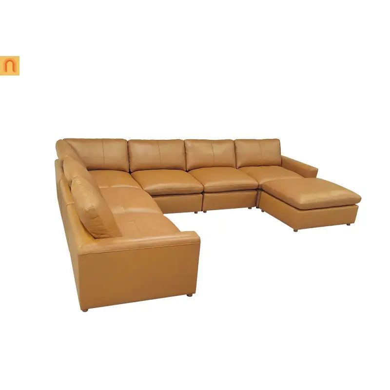 Sectional Sofa L-Shape Leather Match Ginger 152