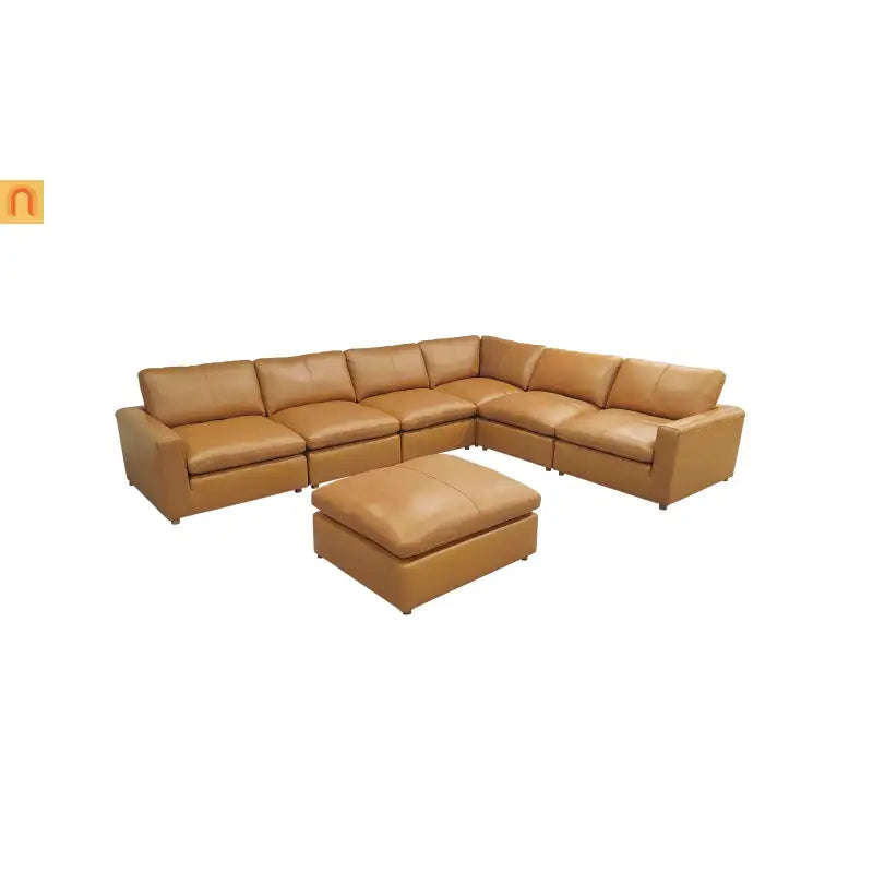 Sectional Sofa L-Shape Leather Match Ginger 152