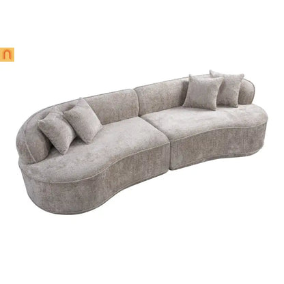 Sectional Sofa L-Shape Boucle Camel 4-Seat No Assembly 114in