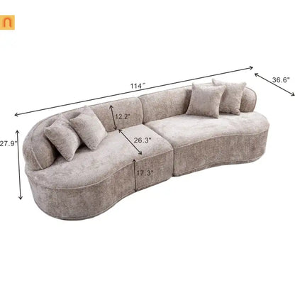 Sectional Sofa L-Shape Boucle Camel 4-Seat No Assembly 114in