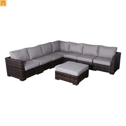 Outdoor Sectional Set Wicker Brown 122in Reversible Seats 6 No Assembly