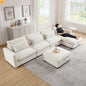 Sectional Sofa U-Shape Corduroy Beige 4-Seat Storage
