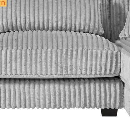 Chaise Lounge Sectional U-Shaped Corduroy Gray 5-Seat 7 Pillows 129in