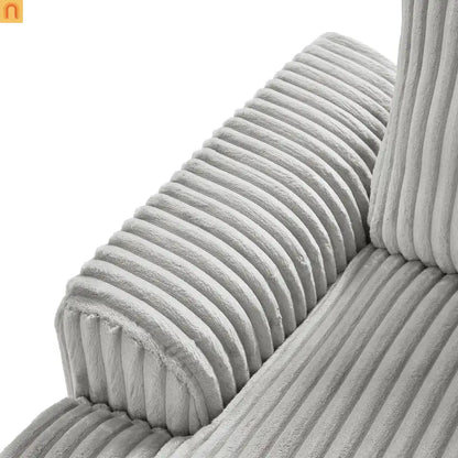 Chaise Lounge Sectional U-Shaped Corduroy Gray 5-Seat 7 Pillows 129in