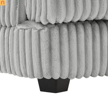 Chaise Lounge Sectional U-Shaped Corduroy Gray 5-Seat 7 Pillows 129in