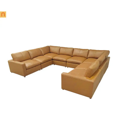 Sectional Sofa U-Shape Leather Match 152in 8-Seat