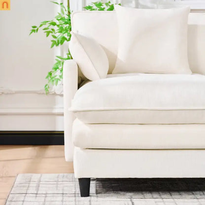 Sectional Sofa U-Shaped Chenille Beige 4-Seat 2 Ottomans 141in