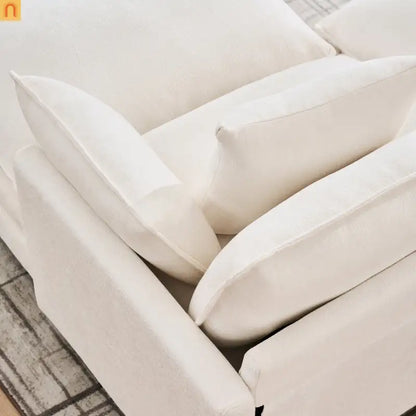 Sectional Sofa U-Shaped Chenille Beige 4-Seat 2 Ottomans 141in