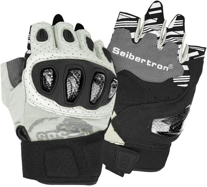 Seibertron™ SPS-5 Carbon Fiber Half Finger Motorcycle Gloves