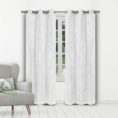 Set of 2: Geometric Print Blackout Grommet Curtain Pair Panel