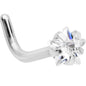 18G 1/4 Clear Star 3mm CZ Gem Steel L-Shape Nose Ring