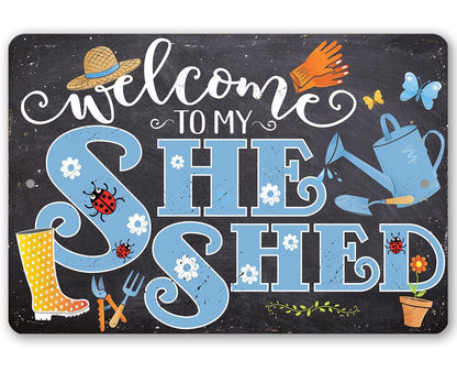 She Shed - Blue - Metal Sign