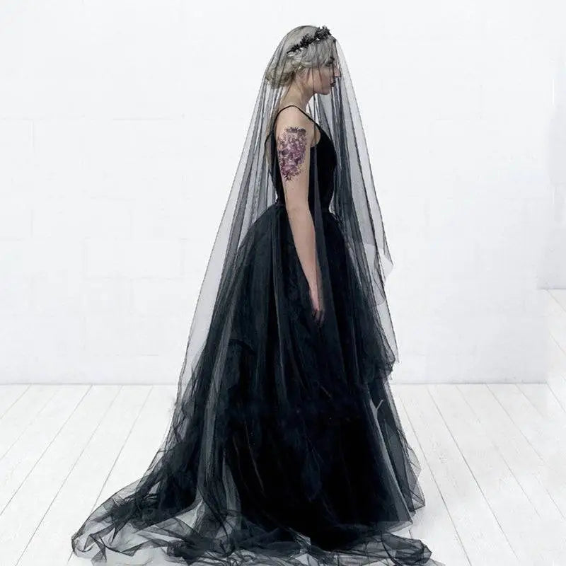 Sheer Bride Wedding Black Veil