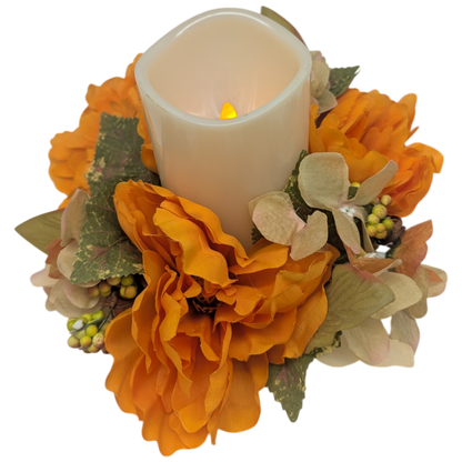 9-Inch Harvest Candle Ring with LED Pillar Candle