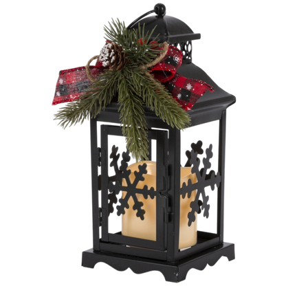10.5-Inch Lighted Metal Lanterns with Timer (Set of 2)