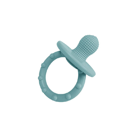 OiOi Baby Silicone Teether Toy - Soft Gum Soother for Teething Relief, 3 Months+, Green
