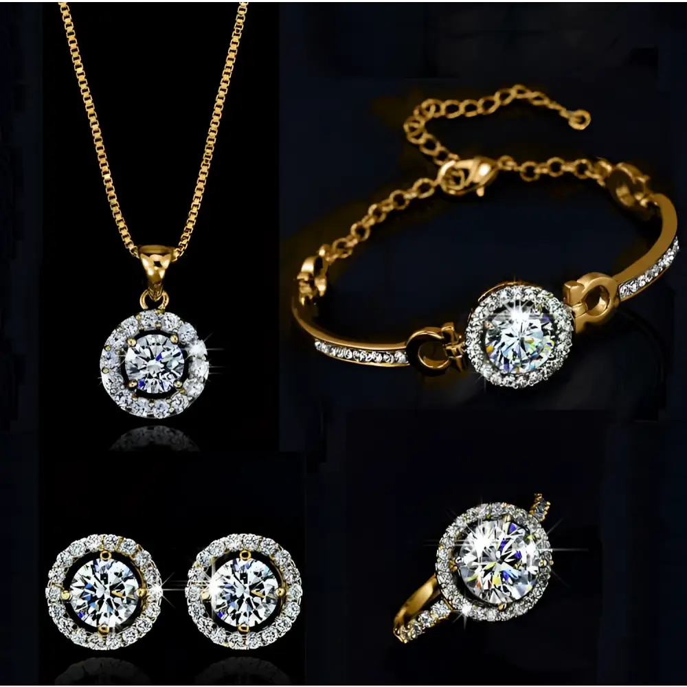 Silver Diamond Jewelry Sets Luxury Women’s Fashion