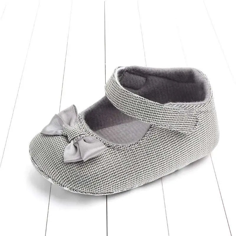 Silver Mesh Princess Shoes Bow for Babies