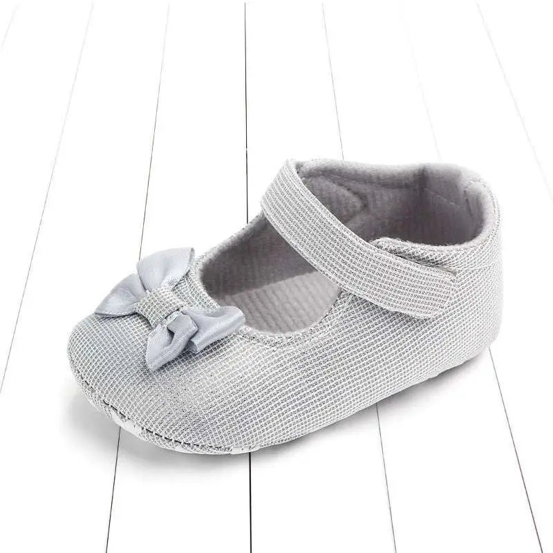 Silver Mesh Princess Shoes Bow for Babies