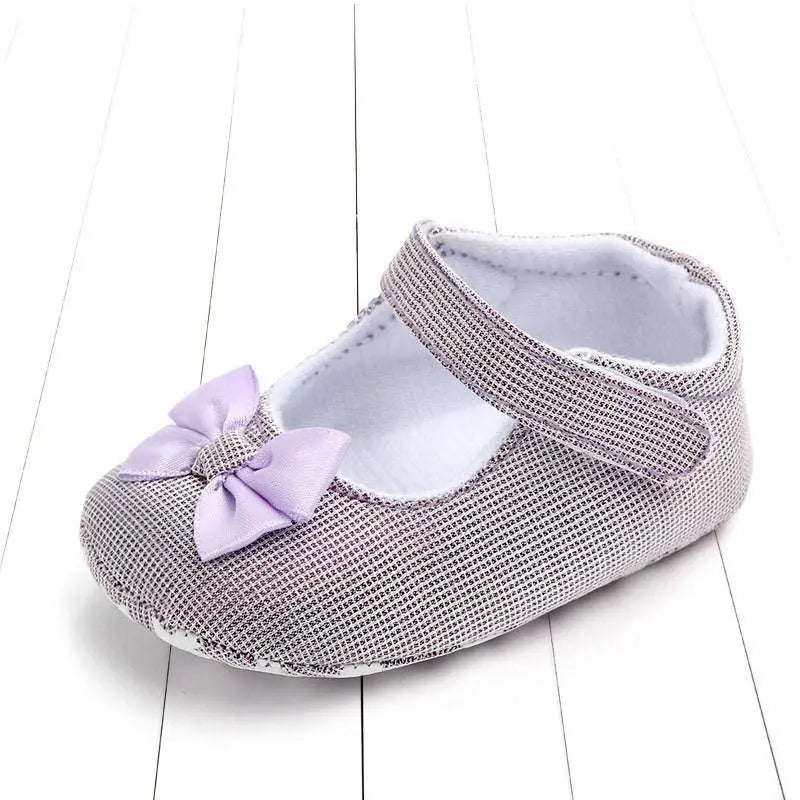 Silver Mesh Princess Shoes Bow for Babies