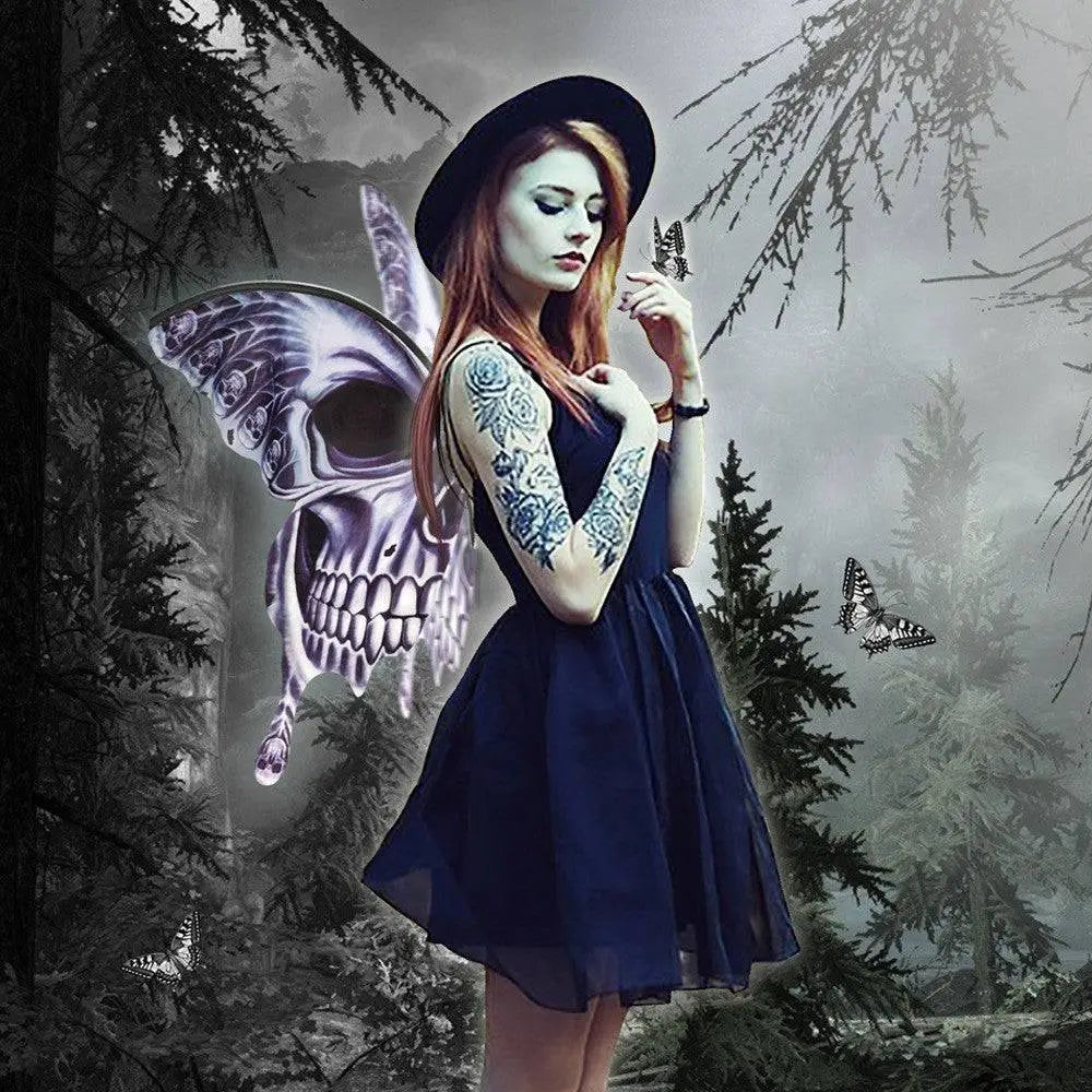 Silver Skull Halloween Butterfly Wings