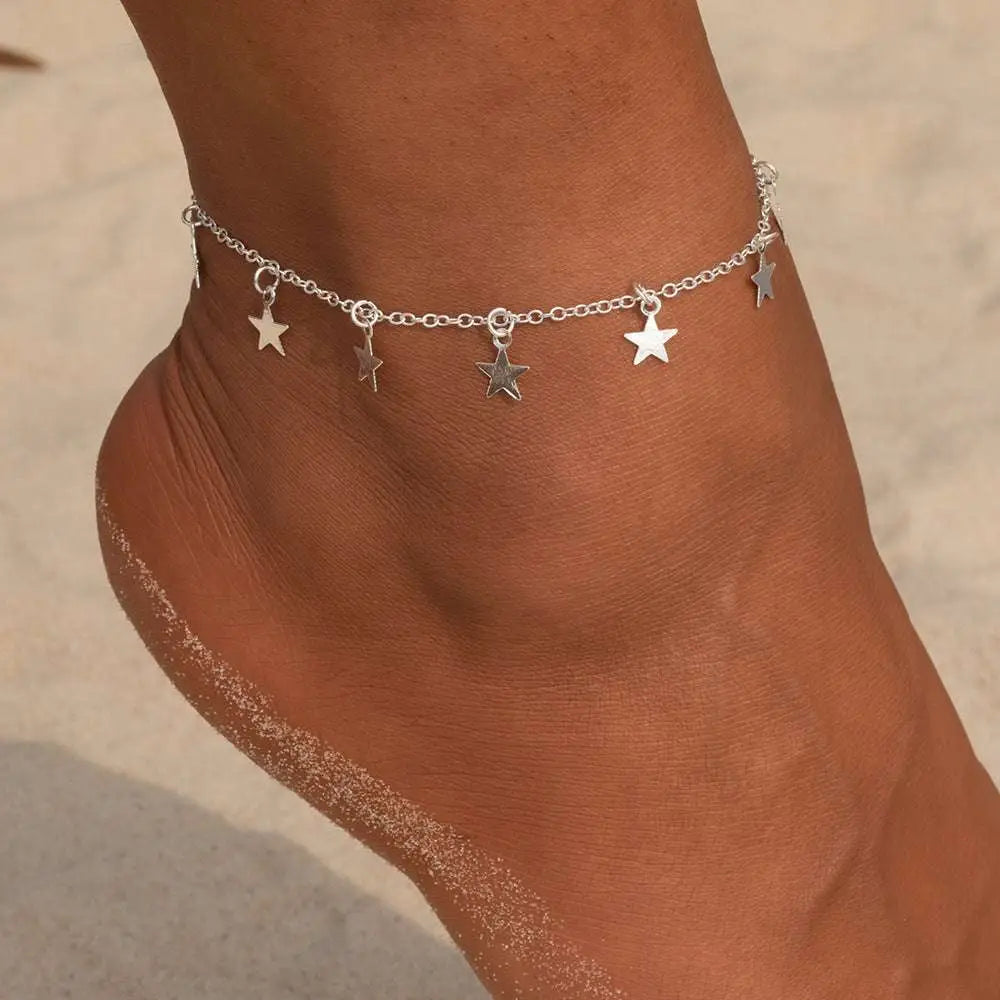Silver Star Fashion Anklet Jewelry