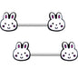 14G 5/8 White Bunny Rabbit Heads Barbell Nipple Ring Set