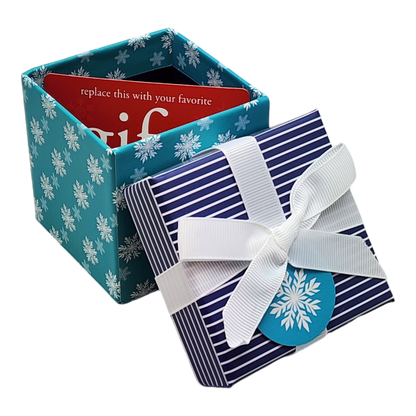 Gift Box Cube for Gift Cards - 3" x 3" - Snowflake