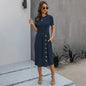 Slant Pocket Button Detail Dress