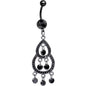 Black CZ Gem Black Anodized Hollywood Chandelier Dangle Belly Ring