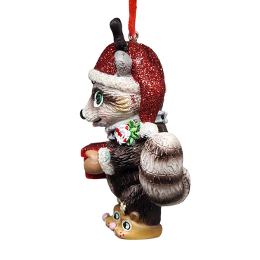 Adorable Christmas Raccoon Ornament - Approximately 4 Inches