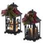 10.5-Inch Lighted Metal Lanterns with Timer (Set of 2)