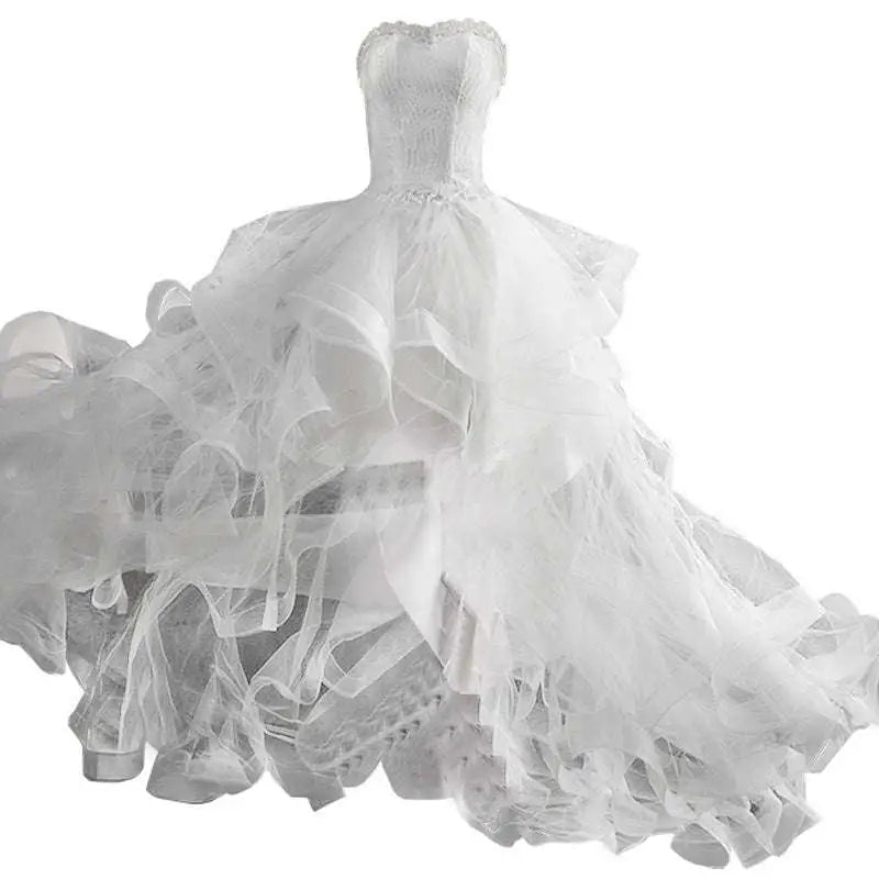 Small Trailing Wedding Dress with Layered Tulle