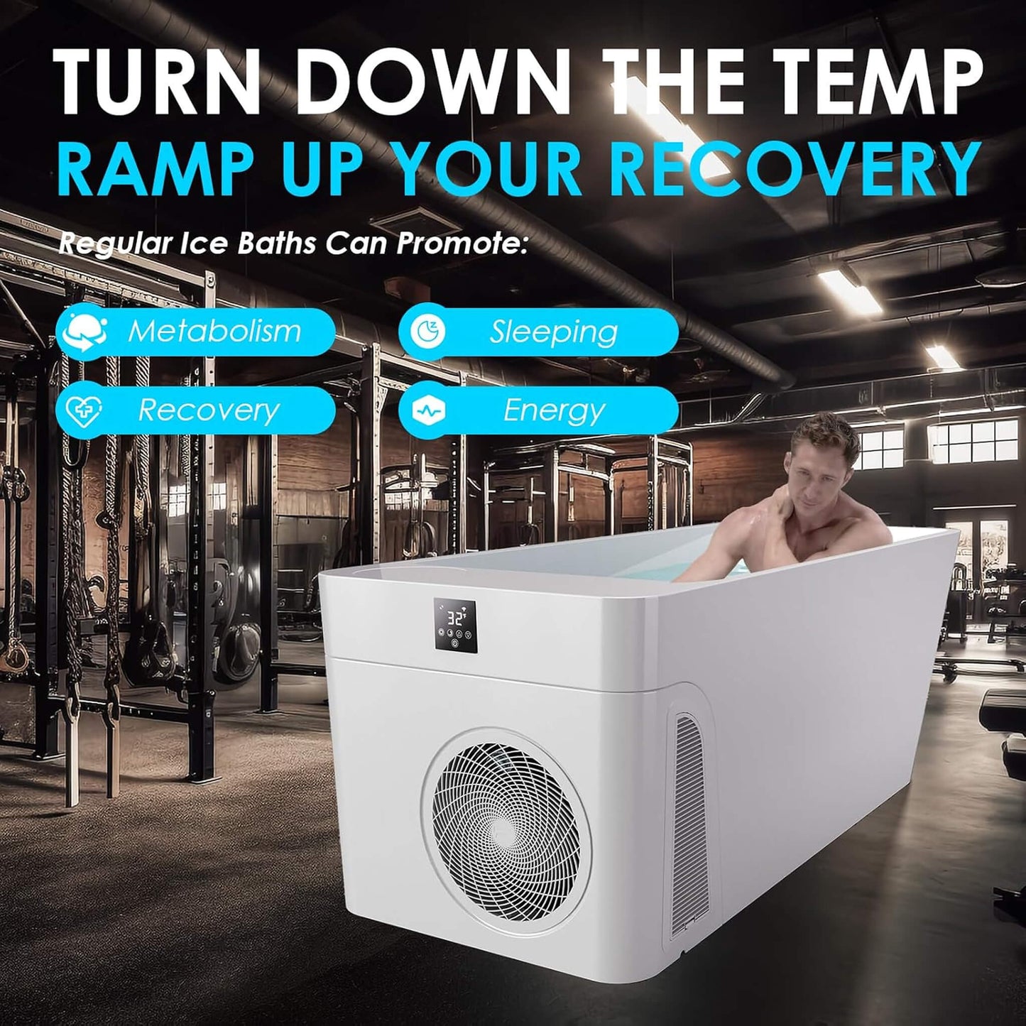CSC Smart 1-Piece Freestanding Full-Body All-In-One Cold Plunge Tub With Built-In Water Chiller (SAK56280)