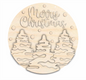 Unfinished Wood Merry Christmas Snowy Trees Door Sign Kit | Wood Craft Cutouts | 1/4" Thick |