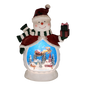 B/O Lighted Musical Spinning Water Globe Snowman with Holiday Scene Red Coat