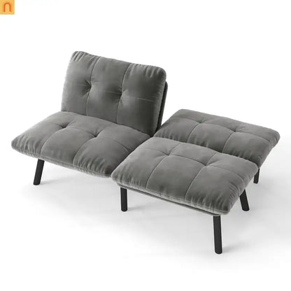 Convertible Velvet Sofa Bed Twin 62in Gray Adjustable