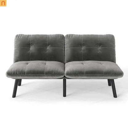 Convertible Velvet Sofa Bed Twin 62in Gray Adjustable
