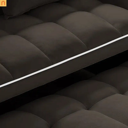 Velvet Brown Sofa Bed 64" Pull-Out USB Cup Holders