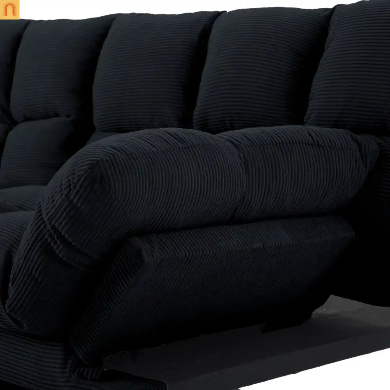 Mattress Foam 2-Seat Sofa Bed Corduroy Black Adjustable 67in