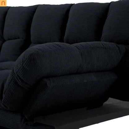 Mattress Foam 2-Seat Sofa Bed Corduroy Black Adjustable 67in