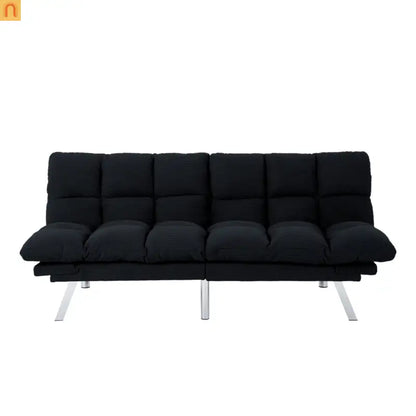 Mattress Foam 2-Seat Sofa Bed Corduroy Black Adjustable 67in