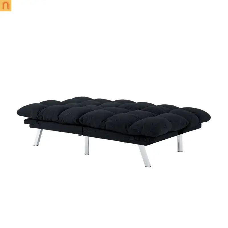 Mattress Foam 2-Seat Sofa Bed Corduroy Black Adjustable 67in